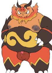 2022 anthro balls belly blush censored emboar genitals hi_res kemono magatsuhinokami male male_only micropenis moobs nintendo nipples obese obese_male orange_body overweight overweight_male penis pokémon_(species) pokemon small_penis solo video_games