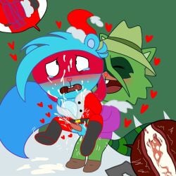 anal anal_sex blue_fur christmas crying crying_with_eyes_open cum cum_in_ass cum_inside cum_on_face cumshot fur furry_only gay gay_sex green_fur happy_tree_friends hi_res lifting_person male/male non-human penis penis_in_ass shifty shifty_(htf) splendid_(htf) tears