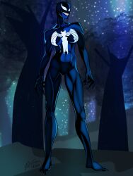 blue_skin female female_only guessuhhhh long_nails marvel marvel_comics muscle muscles muscular muscular_female nails sharp_teeth she-venom small_breasts symbiote symbol taller_girl