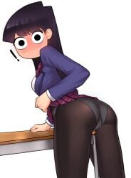 ! 1girls ass blush breasts female fully_clothed komi-san_wa_komyushou_desu komi_face komi_shouko long_hair loodncrood masturbation no_mouth panties panties_under_pantyhose pantyhose school_uniform skirt_lift surprised table_humping thighs thousand_yard_stare underwear white_background