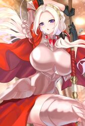 1girls breasts edelgard_von_hresvelg fair-skinned_female fair_skin female female_only fire_emblem fire_emblem:_three_houses fire_emblem_warriors fire_emblem_warriors:_three_hopes light-skinned_female light_skin nez-box nintendo pose provocative purple_eyes solo white_hair