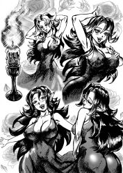 ass breasts cleavage comic comic_page earrings greyscale human hylian hylian_ears jewelry large_breasts long_ears long_hair malon nipples_visible_through_clothing ocarina_of_time pointy_ears rose_(flower) saikyo3b the_legend_of_zelda