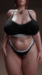 1girls 3d 4k big_breasts blacked blacked_clothing cameltoe chumb3d curvy earrings female female_focus female_only fupa green_eyes highres human necklace neckwear nipples pale_skin panties plump_labia red_hair solo the_witcher_(series) the_witcher_3:_wild_hunt thick_thighs tight_clothing tight_fit tight_pussy triss_merigold underwear walking