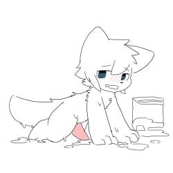 blush changed_(video_game) changed_fan_artist chano furry latex male on_knees penis video_games