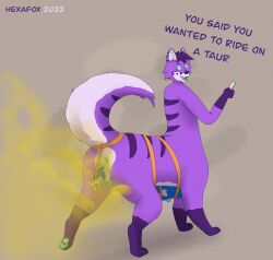 anthro blue_body blue_fur bound canid canid_taur canine canine_taur duo fart fart_cloud fart_fetish farting_on_face forced fox fox_taur fur hexafox hexafox_(artist) hi_res lagomorph leporid male male/male mammal mammal_taur purple_body purple_fur rabbit simple_background taur text