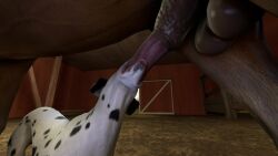 3d animated dalmatian equine fellatio feral feral_on_feral horse no_sound source_filmmaker tagme underview video