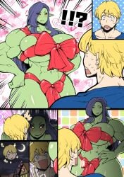 1boy 1boy1girl 1girls 2019 
female_ork_(amano_jack) abs amano_jack assertive assertive_female big_breasts blonde_hair blue_hair breasts clothed clothed_male clothing comic curvaceous curvy female femdom gift_wrapped gifting_self green_body green_skin hands_on_hips hips horny horny_female huge_breasts human_male implied_sex kyabosean2 large_breasts larger_female light-skinned_male light_skin long_hair male malesub man_knight_(amano_jack) mature_female mostly_nude mostly_nude_female muscular muscular_arms muscular_female orc orc_female pointy_ears ribbon short_hair size_difference smaller_male thick_thighs thighs voluptuous wide_hips