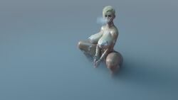 4k bound_hands chained crouching desktop_wallpaper eromd fog gradient_background magic milf original_character seductive_look silver_outfit squatting visible_breath wallpaper wet_skin