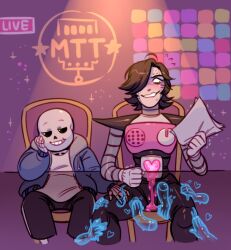 disembodied_hand disembodied_hands ectoplasm fluids grope groping holding_paper hotlegmeme magic_hands mettaton mettaton_ex molestation molesting public sans under_the_table undertale