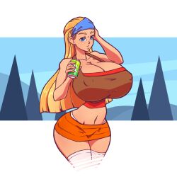 1girls 2021 amazon blonde_hair blue_eyes breasts breasts_bigger_than_head can cartoon_network cleavage color female female_only huge_breasts lindsay_(tdi) long_hair n647 nipple_bulge solo teletoon thick_thighs total_drama_island voluptuous wide_hips