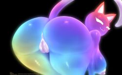 2022 :3 anthro anus anus_peek areolae big_breasts black_background breasts cat_ears cat_tail catgirl cute hi_res highres nipples nude nude_female original original_character presenting presenting_ass presenting_hindquarters rainbow rainbow_(sadflowerhappy) rainbow_cat rainbow_fur rainbow_tail sadflowerhappy sfhrender sideboob simple_background smile white_areola