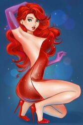 disney dress gloves hair high_heels jessica_rabbit large_breasts lipstick tattiart who_framed_roger_rabbit