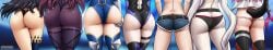 6+girls artoria_pendragon_(fate) artoria_pendragon_(lancer) artoria_pendragon_(lancer)_(fate) ass ass_cleavage ass_focus back belt big_ass bodysuit butt_crack cameltoe colored_skin dragon_girl dragon_tail elizabeth_bathory_(brave)_(fate) elizabeth_bathory_(fate) fate_(series) female female_only huge_ass human ishtar_(fate) ishtar_(fate/grand_order) jeanne_alter jeanne_d'arc_(alter)_(fate) jeanne_d'arc_(fate) kushishekku long_hair mash_kyrielight mordred_(fate) multiple_girls panties pantyhose pink_hair purple_hair scathach_(fate) short_shorts shorts standing tail take_your_pick thighhighs thong very_long_hair white_hair white_skin