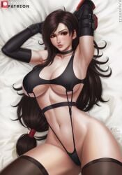 breasts female final_fantasy final_fantasy_vii kyopink lipstick solo tagme thigh_highs thighhighs tifa_lockhart