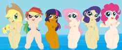 applejack_(mlp) breasts fluttershy_(mlp) my_little_pony pinkie_pie_(mlp) rainbow_dash_(mlp) rarity_(mlp) smooth_skin the1stmoyatia tv_series twilight_sparkle_(mlp)