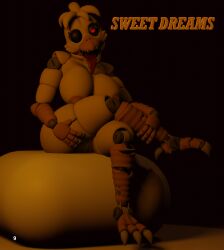 1girls 3d ass breasts female five_nights_at_freddy's five_nights_at_freddy's_4 kemmanen nightbotgrey nightmare_chica_(fnaf) playbot red_eyes simple_background solo text tongue tongue_out