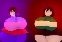 2girls bete_noire busty chara female female_only glitchtale huge_ass huge_breasts multiple_girls reallynormal thick_thighs toby_fox undertale undertale_au wide_hips