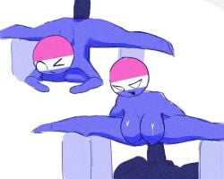 anthro big_breasts big_penis breasts cleavage couch couch_sex countryhumans countryhumans_girl flexible legs netherlands_(countryhumans) oceanic_pallete penis tagme