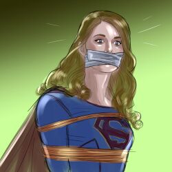 bondage dc dc_comics frelncer gag gagged kara_zor-el melissa_benoist supergirl superheroine superman_(series) tied_up