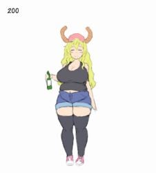 animated bbw big_belly big_butt chubby lucoa lucoa_(maidragon) miss_kobayashi's_dragon_maid overweight overweight_female quetzalcoatl_(dragon_maid) sequence toroboro weight_gain