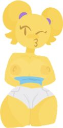 ;3 anthro breasts emoji_(race) emoji_thot emojifam_(sssir8) mob_face no_outlines showing_off thighs yellow_body