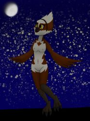 2019 absurd_res accessory accipitriform anthro avian bird breasts brown_body brown_fur clawed_feet fan_character female fur genitals ghostth39 hair_accessory hairband hi_res looking_at_moon multicolored_body night_sky nipples osprey pussy sega simple_background small_breasts solo sonic_(series) sonic_the_hedgehog_(series) talons two_tone_body white_body white_fur winged_arms wings yellow_eyes