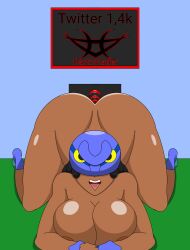 ambiguous_penetration brawl_stars dark-skinned_female dark_skin large_breasts meg_(brawl_stars) nipples tongue_out