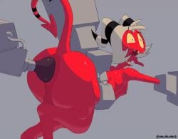 1boy anal anal_penetration animated ass balls big_ass big_butt bubble_ass bubble_butt butt demon dracreloaded femboy fucking_machine gif helluva_boss imp machine male male_only moxxie_(helluva_boss) naked nude penetration plump plump_ass plump_butt plump_thighs red_skin restrained sex_machine shocked_expression solo solo_male surprised tail thick_thighs thighs vibrating wide_hips