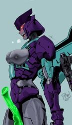 1girls alien alien_girl boobs breasts decepticon dildo exhaling female female_only fembot femcon green_dildo grey_nipples grey_skin heart-shaped_pupils mecha medium_breasts nipples profacon1 red_eyes robot robot_girl robot_humanoid slipstream solo solo_female tits transformers wings