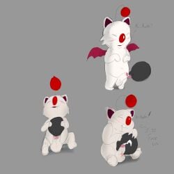 absurd_res ambiguous_gender anthro balls blush bodily_fluids cum cum_in_mouth cum_inside dialogue disembodied_head drooling fellatio final_fantasy foreskin genital_fluids genitals hi_res male mammal moogle oral oral_penetration penetration penile penis saliva sex square_enix twerpishimp uncircumcised video_games