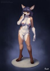 2022 aldea_(character) anthro areola breasts cervid female fingers foxovh fur furry furry_only genitals hair hi_res inner_ear_fluff looking_at_viewer mammal naked navel nipples nude pussy smile solo tuft