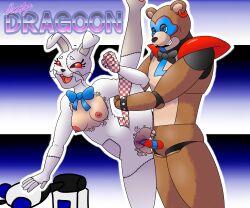 ahe_gao animatronic breasts costume five_nights_at_freddy's five_nights_at_freddy's:_security_breach glamrock_freddy_(fnaf) holding_leg human leg_up nipple_piercing nipples open_mouth pubic_hair rabbit rabbit_girl rabbit_humanoid red_eyes scottgames sooty_dragoon vagina vaginal_penetration vanny_(fnaf)