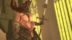 1boy 3d armor big_balls big_penis clothing dark_souls dragon_slayer_ornstein erect_penis erection fromsoftware gauntlets helmet knight male male_only masked masked_male muscular muscular_male penis penis_out senyoryiff shiny_skin solo topless topless_male uncensored