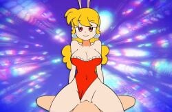 1boy 1girls akane_(parodius) animal_ears animated blonde_hair bouncing_breasts breasts clitoris cowgirl_position earrings female happy_sex konami leotard leotard_aside long_hair male minus8 no_sound parodius parodius_animation_(minus8) penis pov pussy rabbit rabbit_ears rabbit_tail sex shorter_than_10_seconds shorter_than_30_seconds smile tagme vaginal_penetration video