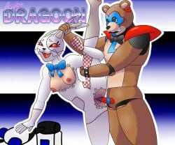 ahe_gao animatronic breasts five_nights_at_freddy's five_nights_at_freddy's:_security_breach glamrock_freddy_(fnaf) grabbing_ears holding_leg human leg_up nipple_piercing nipples open_mouth pubic_hair rabbit rabbit_girl rabbit_humanoid red_eyes scottgames sooty_dragoon vagina vaginal_penetration vanny_(fnaf)