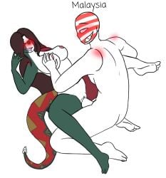 1boy 1girls anthro countryhumans countryhumans_girl female malaysia_(countryhumans) male mexico_(countryhumans) sex straight tongue_out unknown_artist