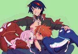 1girls 2boys anal anal_fingering anus ass bisexual bisexual_male both_sexes_in_same_situation darry_adai fellatio femboy fingering gimmy_adai girly male multiple_fellatio multiple_males oral pink_hair simon_(tengen_toppa_gurren_lagann) smile tehwalrus_edits tengen_toppa_gurren_lagann vaginal_penetration yaoi