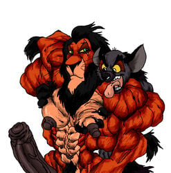 2boys banzai black_hair black_nipples canine disney feline foreskin gay green_eyes huge_penis hyena hyper_muscles interspecies kumbartha looking_at_another looking_down male male_only mohawk muscular muscular_male navel open_mouth penis pubes scar scar_(the_lion_king) sharp_teeth the_lion_king tongue_out uncut veiny_penis what yaoi