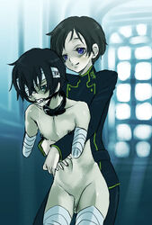 amputee ball_gag clothed_on_nude code_geass collar flaccid gag lelouch_lamperouge male male_only multiple_males nude penis rolo_lamperouge shiraisi_asuka yaoi