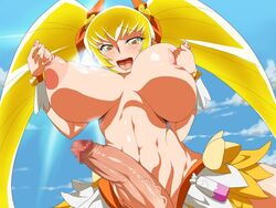 1futa areola blonde_hair blush breasts busty censored clothing cure_sunshine erect_nipples futa_only futanari heartcatch_precure! heartcatch_pretty_cure! hyper_breasts hyper_penis intersex itsuki_myoudouin large_breasts magical_girl myoudouin_itsuki nipple_fondling nipple_pinch nipple_squeeze nipple_tweak nipples obui penis precure pretty_cure solo voluptuous