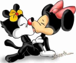 animaniacs bow closed_eyes disney dot_warner escoria female female_only flower interspecies kissing minnie_mouse mouse multiple_females multiple_girls nude rodent side_view warner_brothers yuri