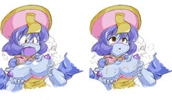 1girls big_breasts blue_skin blush capcom chibi clothing cum darkstalkers fondling_breast hat hirose_tsunami hsien_ko jiangshi large_breasts lei-lei lei_lei nipples tagme