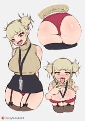 1girls ass awaiting_cum big_ass big_breasts big_butt blonde_hair blush breasts doodle double_bun eye_contact female himiko_toga honeyshaman looking_at_viewer my_hero_academia open_mouth panties skirt solo thick_thighs thighs