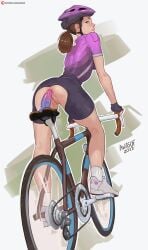 1girls anal anal_insertion anal_masturbation anal_sex anus art_with_a_side_of_fries awasof bicycle bike_shorts bottomless brown_hair casual casual_exposure casual_masturbation clothing crotchless crotchless_clothes crotchless_spats cum cum_in_ass cum_inside dildo dildo_bike dildo_in_ass dildo_insertion dildo_penetration dildo_riding dildo_seat dildo_sitting exposed_anus exposed_pussy female footwear gloves green_eyes handwear headwear helmet human masturbation original_character pale_skin pussy seat sex_toy shorts spats spats_shorts sportswear tights