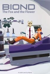 3d_(artwork) anthro bed bondage bondage bondage_bed bondage_chair bondage_furniture bound canid canine clothed clothing coat comic computer cover cover_art cover_page cuff_(restraint) digital_media_(artwork) duo english_text felid feline female fox furniture hi_res lab_coat laboratory laboratory_equipment laboratory_glassware lying machine male male/female mammal milking_machine mynka nipples nude on_back on_bed penis_milking_machine restrained restraints robot_arm science scientific_instrument spread_legs spreading text topwear