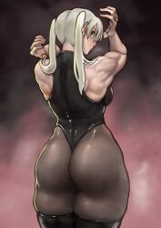 1girls 2d ass ayakichi blonde_hair maka_albarn muscular_female skin_tight solo soul_eater