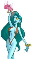 anthro bikini blue_hair blue_skin bracelet enter_the_gungeon female long_hair orange_bikini sling_bikini source_request spacechoochoo synergrace tagme