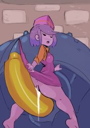 blush bottomless bullet cadence_(enter_the_gungeon) cum cum_in_pussy eduardo_squidwardo enter_the_gungeon feet female hat ox_(enter_the_gungeon) pink_skin tagme thesquiddycipher