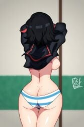 1girls 2022 ass ass_cleavage big_ass big_butt blue_and_white_striped_panties blue_striped_panties breasts butt_crack canon_panties fair_skin female female_focus female_only kill_la_kill light-skinned_female light_skin matoi_ryuuko meme panties red_highlights ryukoredraw shimapan short_hair solo solo_focus spacepup928 striped_panties thick_thighs thighs two_tone_hair undressing upper_body wide_hips