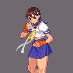 1girls animated ass athletic athletic_female bandana bingo_torte brown_hair casual clothing female female_only fighter flexible footwear handwear headwear human kicking large_ass martial_arts mosaic_censoring multiple_poses muscular muscular_female muscular_legs muscular_thighs pale_skin panties pixel_art punching sakura_kasugano school_uniform short_hair solo solo_female street_fighter thick_thighs thighs tomboy toned toned_body toned_female toned_legs upskirt